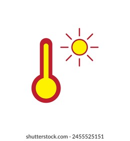 hot weather sign icon.vector flat color illustration on white background..eps