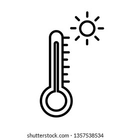 Hot Weather Thermometer Icon Vector