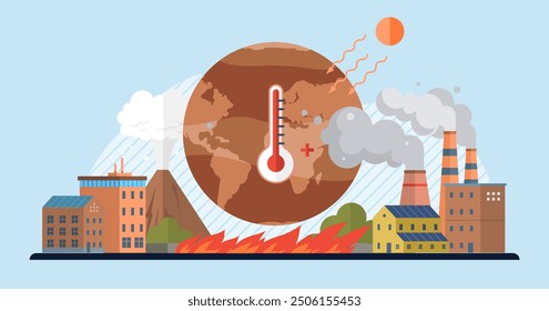 Hot weather vector illustration. Risk stirs in corners overheating, vigilant sentinel in nocturnal realm hot weather Prevention emerges as guardian, standing tall against shadows heatstroke in saga