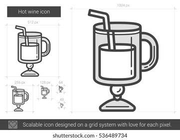 Hot wine vector line icon isolated on white background. Hot wine line icon for infographic, website or app. Scalable icon designed on a grid system.