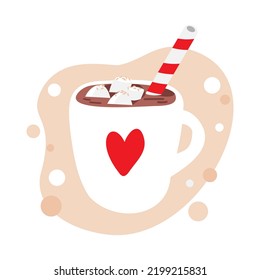 hot winter cacao cup on the white background
