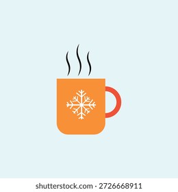 Caneca de bebida quente de inverno com vetor de floco de neve