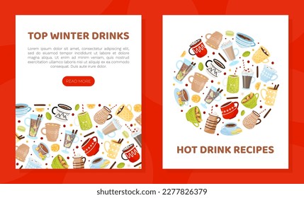 Hot Winter Drinks Banner Design with Mug Vector Template