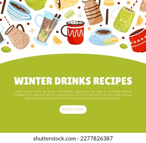 Bannerdesign für Hot Winter Drinks mit umgebauter Vektorvorlage