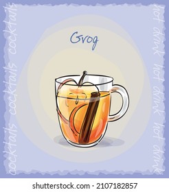 warmer Wintergrogcocktail. Vektorgrafik