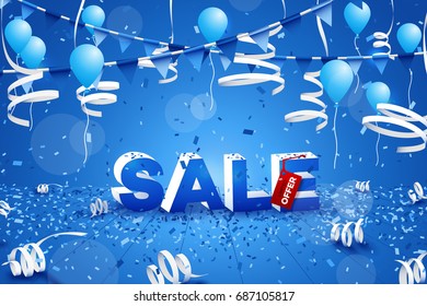 Hot Winter Sale Banner. Paper Text Design. Conceptual Discount Poster. Vector Illustration.