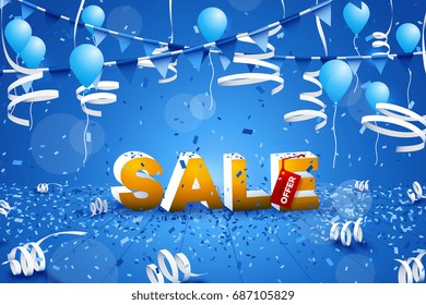 Hot Winter Sale Banner. Paper Text Design. Conceptual Discount Poster. Vector Illustration.