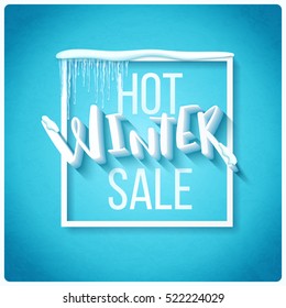 Hot winter sale banner, vector illustration, eps10