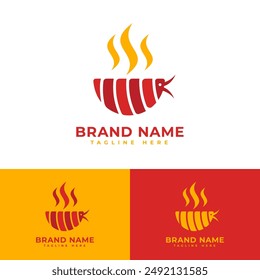 hot worm food at bowl logo symbol icon flat stock vector design