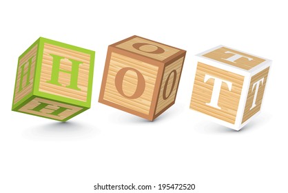HOT written with alphabet blocks - vector illustration