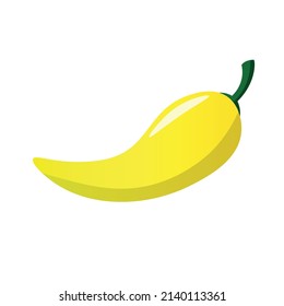 Hot yellow chili pepper vector illustration, isolated on white background. flat design.