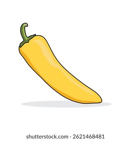 hot yellow chilli Pepper illustration vector with white background