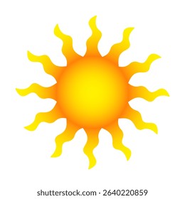 Hot yellow sun flat icon vector clipart isolated on white background