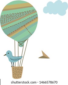Hotair balloon simple illustration on white background