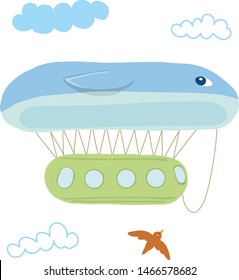 Hotair balloon simple illustration on white background