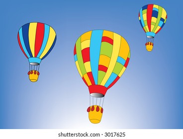 Hot-air balloons in the blue sky (vector)