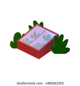 hotbed vector flat illustration isolated growing vegetables and fruits