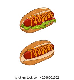 hotdog with 2 type menu illustration