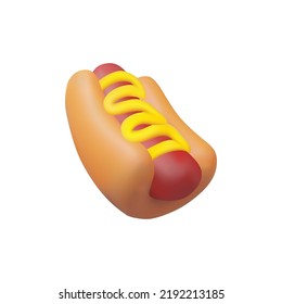 Hotdog 3d Icon Vector Illustration Isolated On White Background.