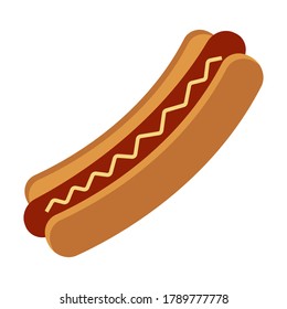 Hotdog bread or hot dog flat color icon for apps and websites