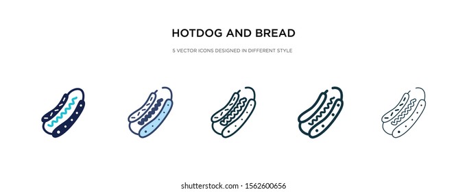 hotdog and bread icon in different style vector illustration. two colored and black hotdog and bread vector icons designed in filled, outline, line stroke style can be used for web, mobile, ui