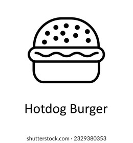 Hotdog Burger Vector outline Icon Design illustration. Food and Drinks Symbol on White background EPS 10 File 