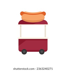 Hotdog cart icon flat vector. Food stand. Snack eat isolated