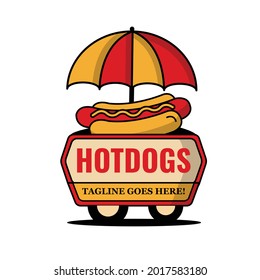 Hotdog Cart, Stand Logo Vector Design.