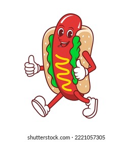 Hotdog Cartoon Character. Hotdog Mascot Vector Illustration. Food Mascot Isolated