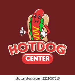 Hotdog Cartoon Character. Hotdog Mascot Vector Illustration. Food Mascot Isolated