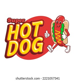 Hotdog Cartoon Character. Hotdog Mascot Vector Illustration. Food Mascot Isolated