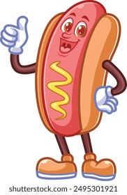 hotdog cartoon character raising thumbs up