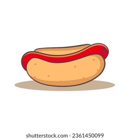 Hotdog cartoon flat style. Fast food concept design. Isolated white background. Vector art illustration.