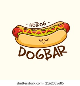 Hotdog cartoon hand drawn logo, good for your design element, or your logo element. fresh new design. easy to change color, remove text and layered. grouping color. very easy to edit avaliable EPS 8