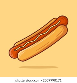 Hotdog-Zeichentricksymbol. Fastfood Hotdog flaches Design im Cartoon-Stil