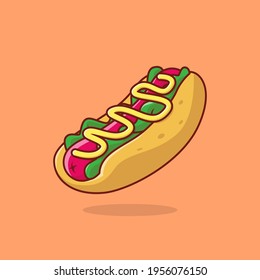 Hotdog cartoon illustration free vector