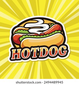 Hotdog Cartoon Logo Design for Franchises, Street Food, Neon Boxes, Carts, Neon Boxes, Banners, etc