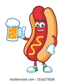 hotdog cartoon mascot character design vector