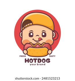 hotdog cartoon mascot design, for culinary and other businesses, brand logos, stickers, cartoon identities, stickers, icons, etc.