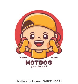hotdog cartoon mascot design, for culinary and other businesses, brand logos, stickers, cartoon identities, stickers, icons, etc.