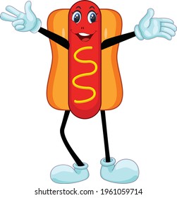 Hotdog Cartoon Smiling Vector Art Illustration Stock Vector (royalty 