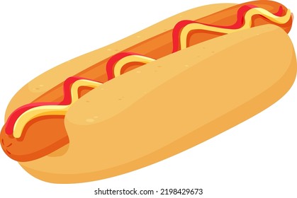 Hotdog in cartoon style isolated illustration