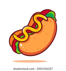 Hotdog Cartoon Vector. Food And Beverage Concept Design Illustration. Icon Illustration Isolated White Background.