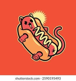 Hotdog Cat Wiener Character Funny Sausage