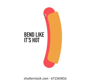 Hotdog character Vector illustration. Bend it like it's hot.
