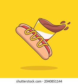 hotdog and cola cartoon illustration