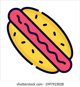 hotdog color line icon, vector design usa independence day icon.