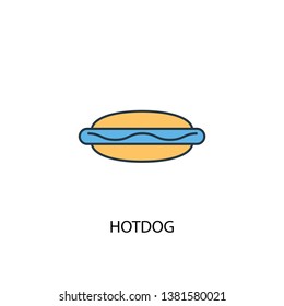 hotdog concept 2 colored line icon. Simple yellow and blue element illustration. hotdog concept outline symbol design
