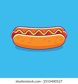 Hotdog com condimentos ícone de desenho animado ilustração.
