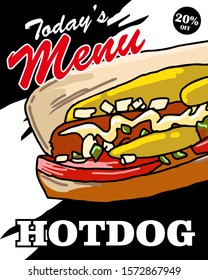 Hotdog design illustration. Use for poster, flyer, banner, advertising and marketing product